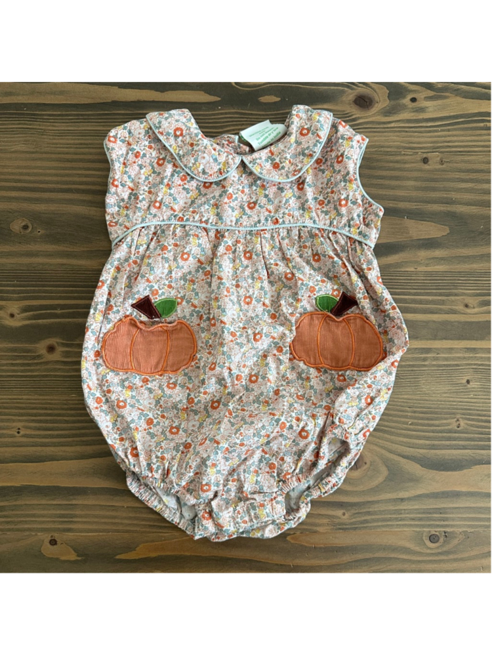 Grace & James Pumpkin Romper 18M Floral Fall Bodysuit Halloween Outfit